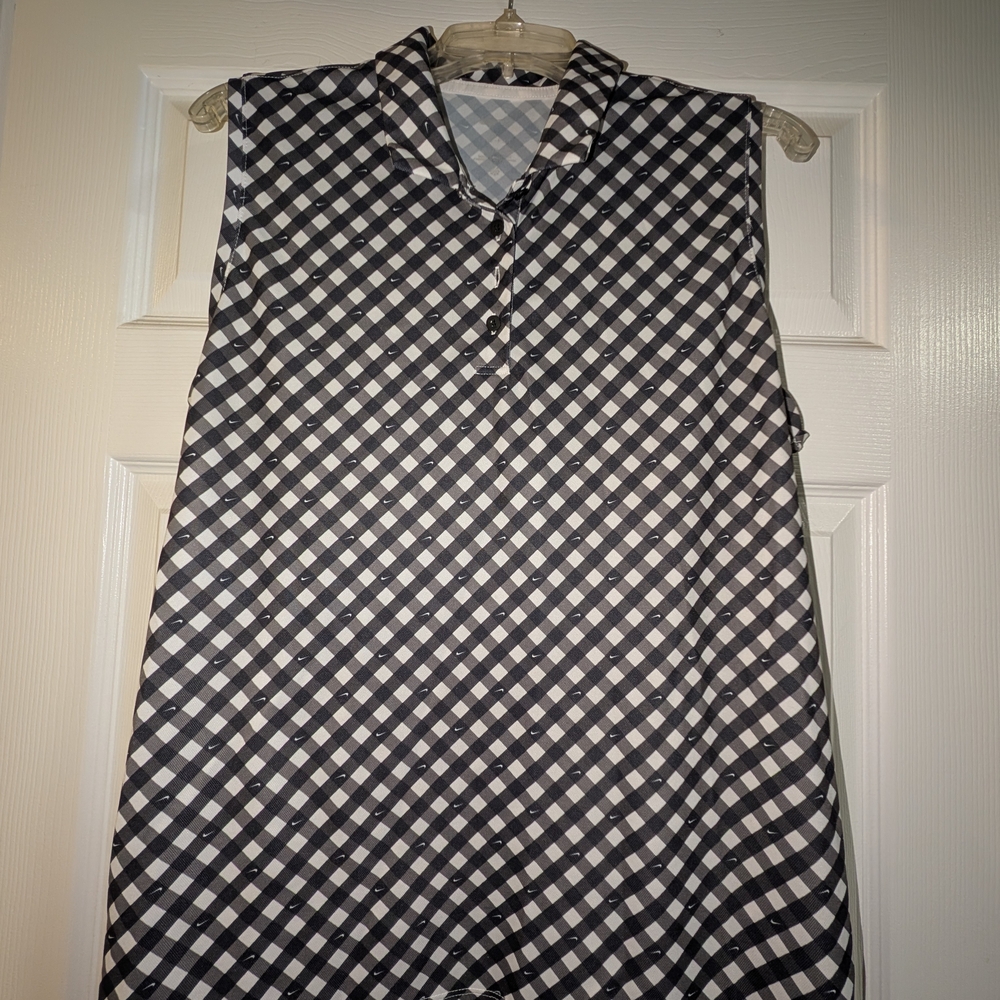 Nike Golf Dri-FIT Victory Sleeveless Polo - Black & White Checkered - XL
